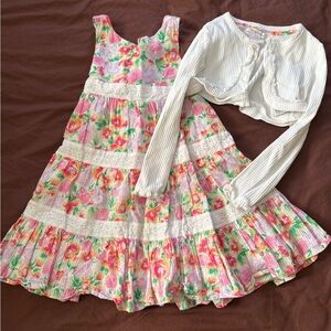 Tommy bahama girls Floral Sundress with White Cardigan